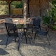 image 1 of Outdoor 4 Person Round Glass Top Garden Patio Dining Table Chairs Set