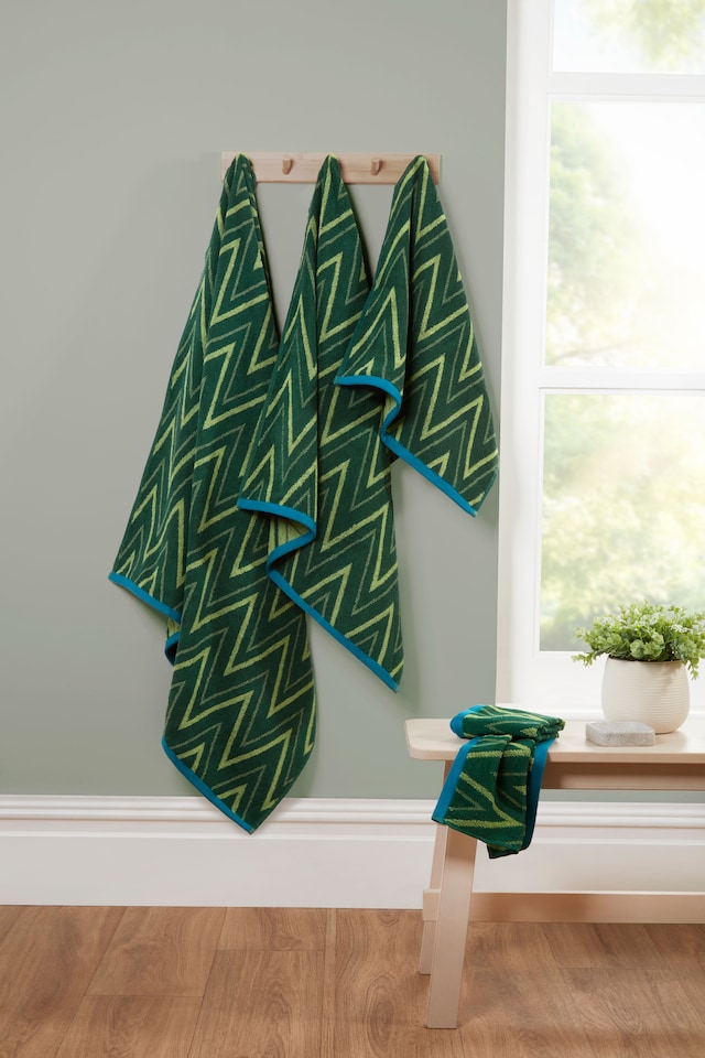 image 1 of Helix Pure Cotton Hand Towels Set Of 2 | Green | Hand towel | 2