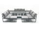 image 1 of Fimous 11 Seater Garden Sofa Set Aluminium Furniture Rising Dining Tabe Set with 2 Side Tables 2 Big Footstools Dark Grey
