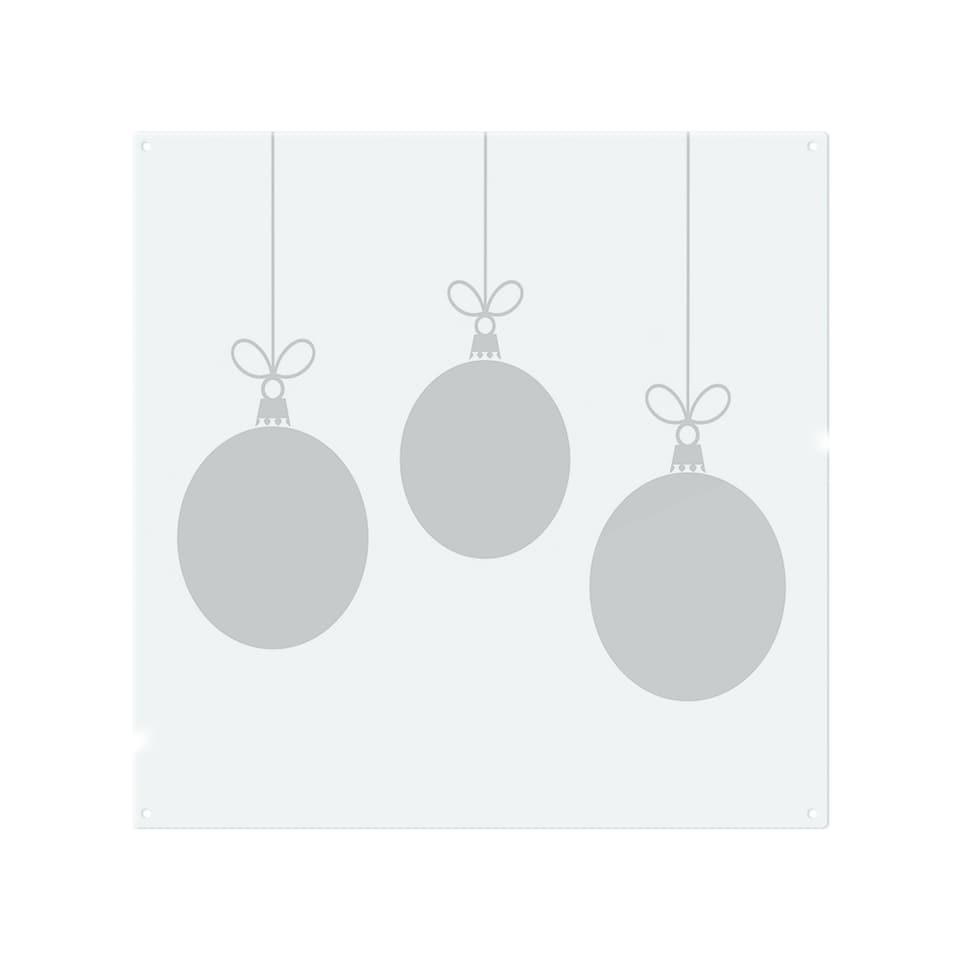 image 1 of Three Hanging Christmas Baubles Dining Splash Back | White