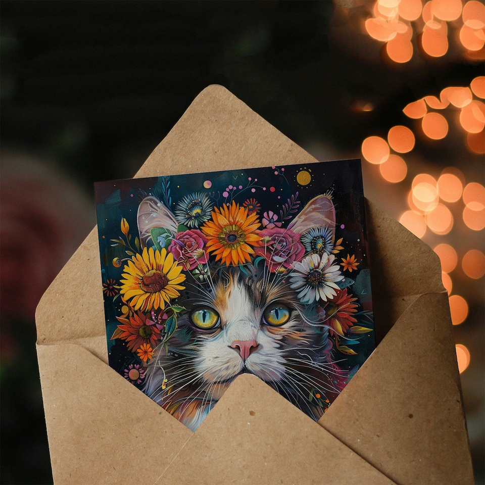 image 1 of Ragdoll Cat Lover Colourful Flower Crown Woman Her Birthday Card