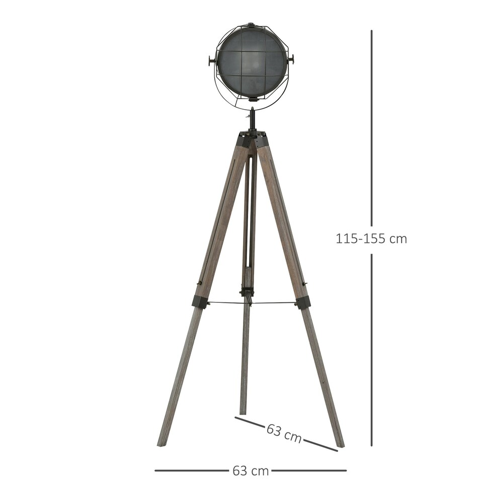 image 1 of HOMCOM Tripod Floor Lamp Height Adjustable E27 Base for Living Room Bedroom