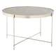 image 1 of Large Grey Mirror Round Side Table,Round Table With Brushed Nickel Trim, Side Table With Metal Lattice Base