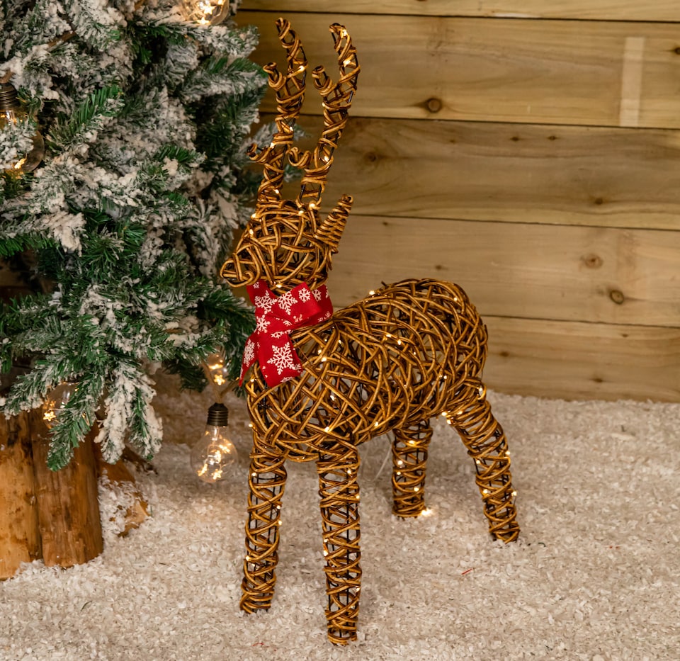 image 1 of 70cm Battery Operated Light up Brown Christmas Reindeer with 80 Warm White LEDs