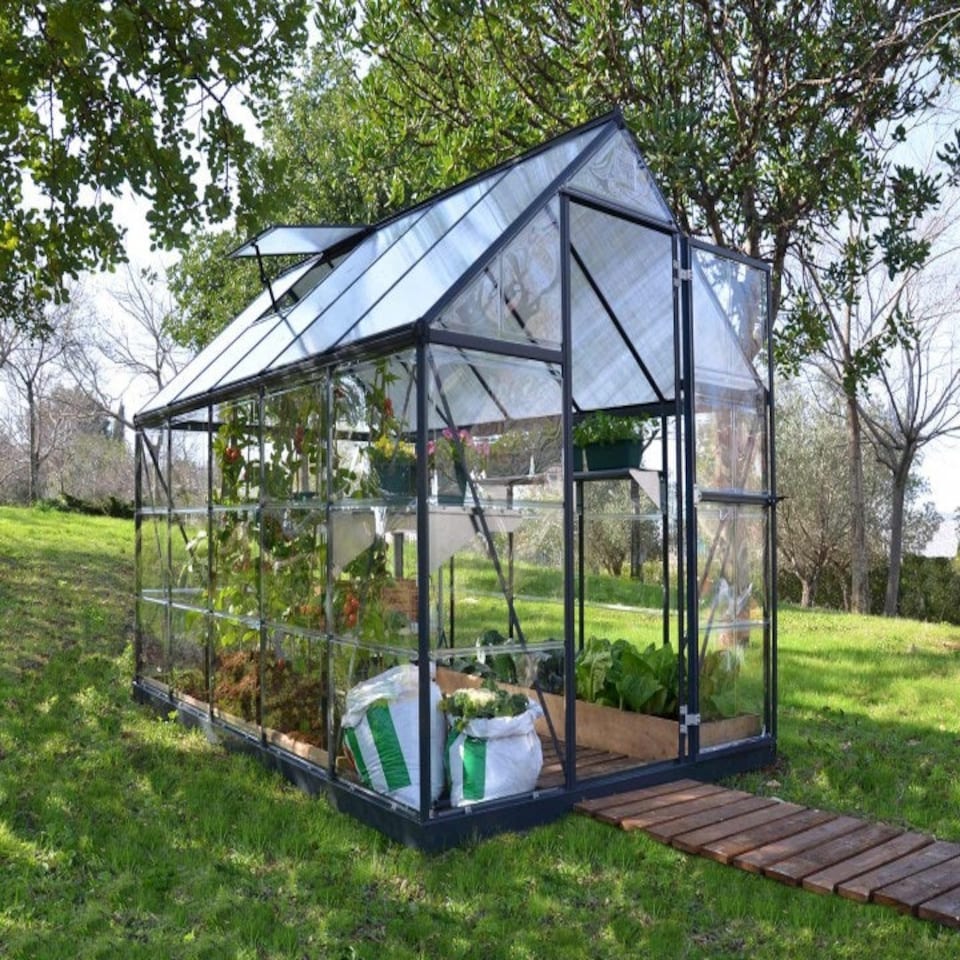 image 1 of Greenhouse Hybrid 6 x 8 - Polycarbonate - L247 x W185 x H208 cm - Grey