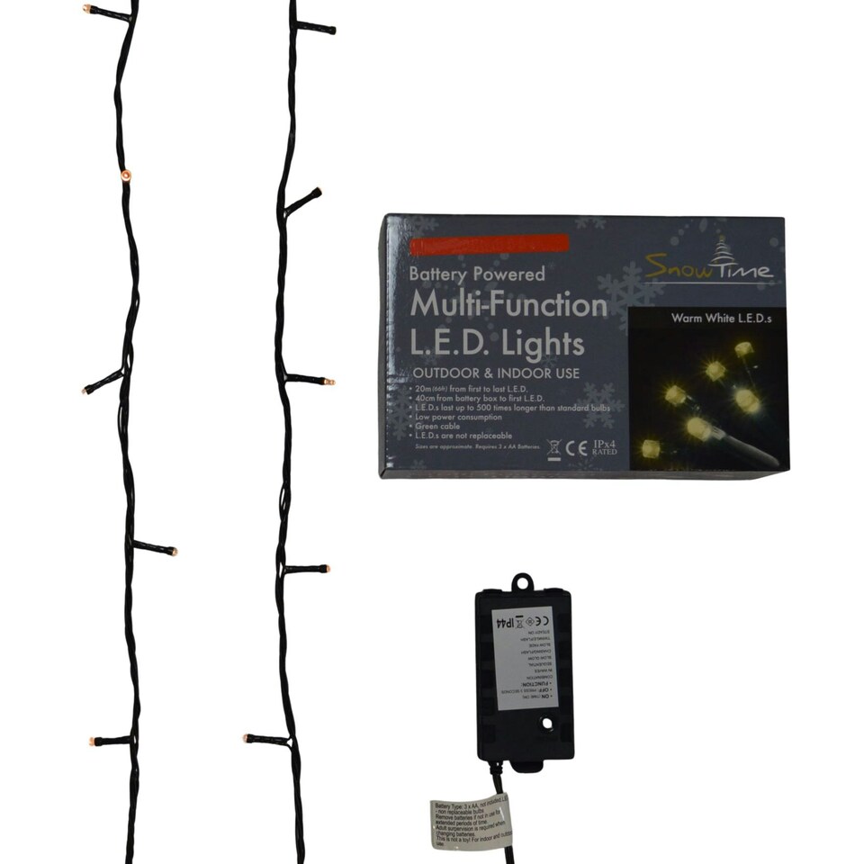 image 1 of Snowtime Battery Powered Multi-Function LED Lights for Indoor & Outdoor Use White | 10m