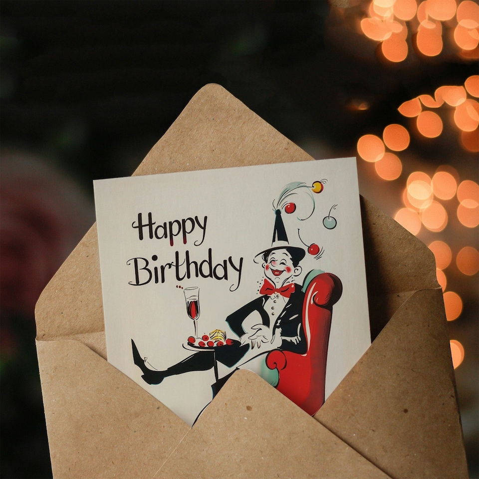 image 1 of Fantastic Laughing French Clown Party Uncle Birthday Card