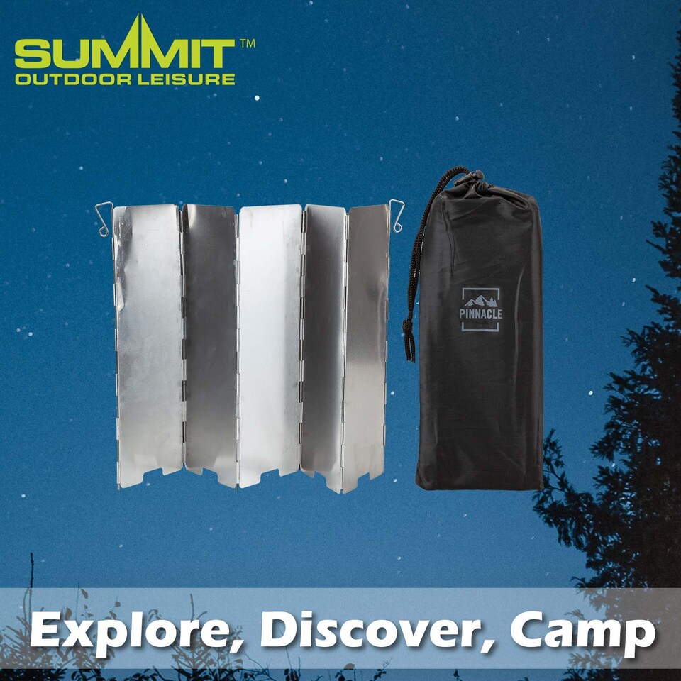 image 1 of vfm-estore Stove Shield 5-Panel Aluminium Cover - Ground-Pegged, Foldable Carry Bag Included