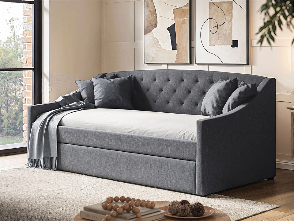 image 1 of Flair Aurora Daybed with Trundle Grey Linen