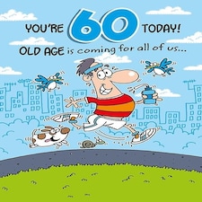 Words 'n' Wishes Traditional Age 60 Birthday Card for a Male,  60th Birthday Card Milestone for Him, Multi-Coloured 23.5 x 16.5 cms