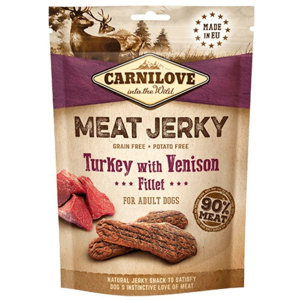 image 1 of Carnilove Jerky Turkey with Venison Fillet 100g (3 Packs)