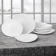 image 2 of White Opal Glass Dinner Set Plates Soup Bowls Dinnerware | White | Venice Boat - 24 Pcs | 24
