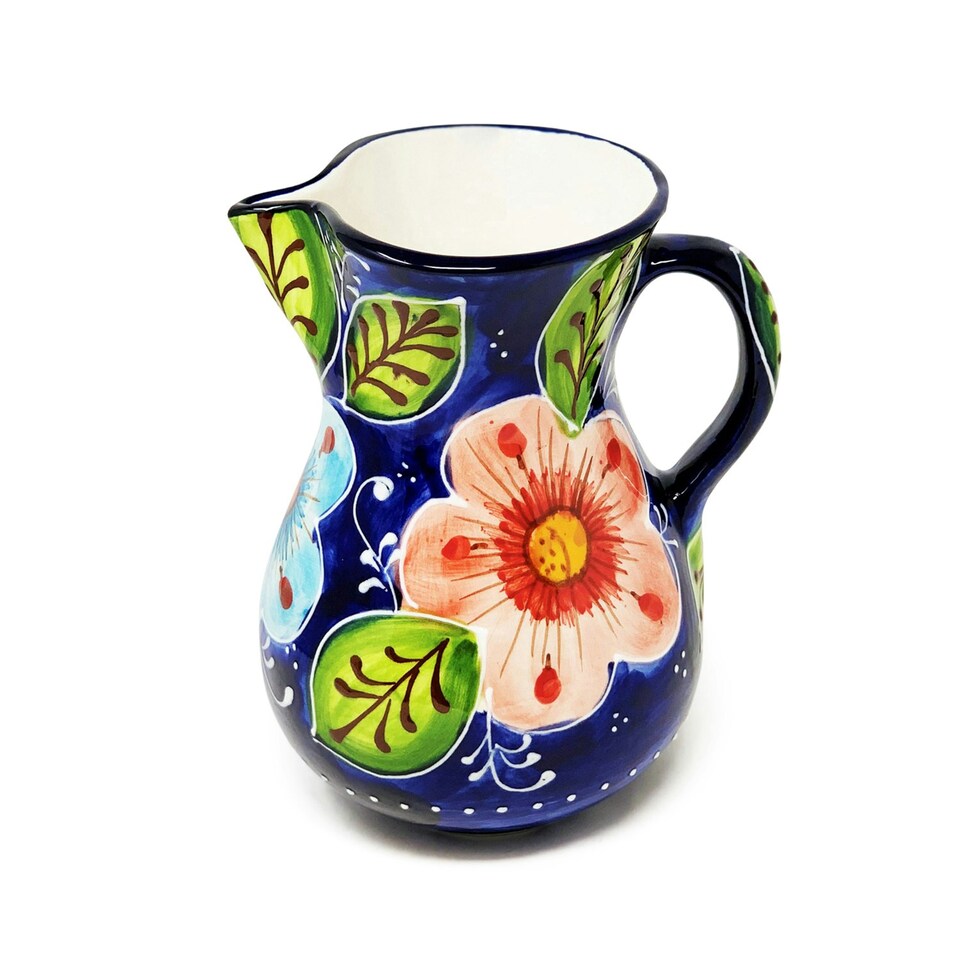 image 1 of Verano Spanish Ceramics Classic Spanish Large Jug - 2L Pink Flower