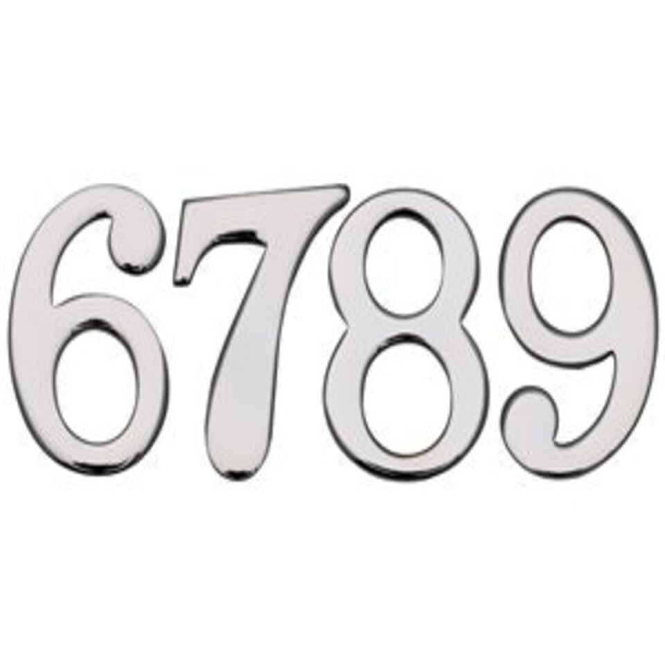 Golden Grace Door Numerals, No. 8 in Chrome Finish - Self Adhesive Floor Apartment Sign - 50mm