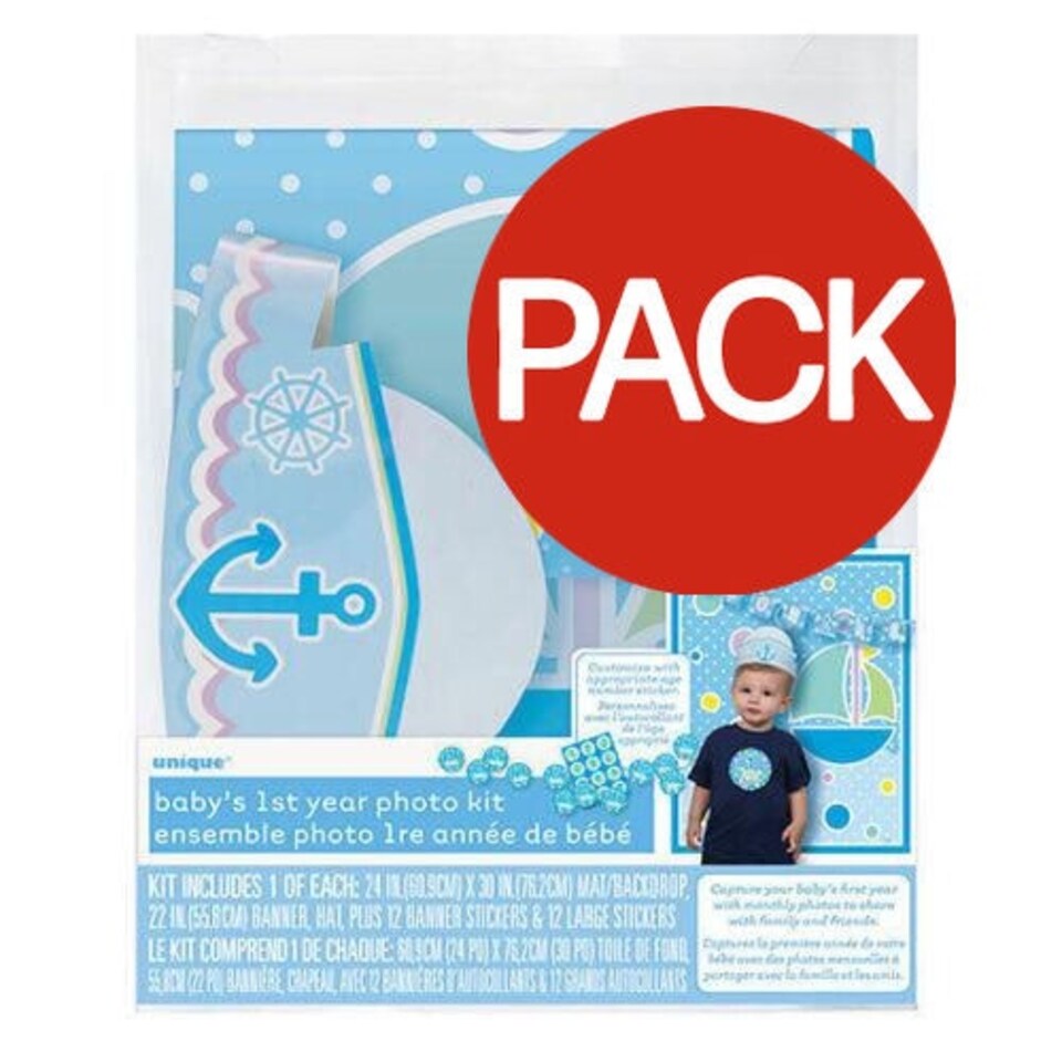 Unique Party Baby Boy Photobooth Props Set (Pack of 27) - Blue - One Size