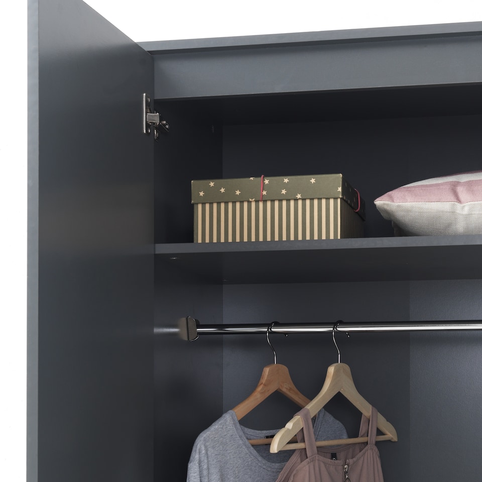 image 1 of Rio Costa 2 Door Wardrobe Bedroom Furniture Storage Cupboard Dark Grey