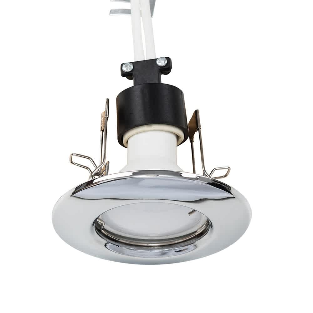 ValueLights Downlight Fixed Ceiling Light Fitting 6 Pack in Metallic Silver