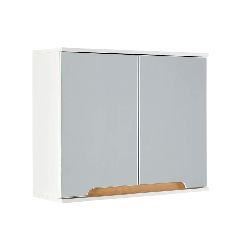 image 1 of Bathroom Cabinet Wall Mounted Mirrored Vanity Storage Organiser | White