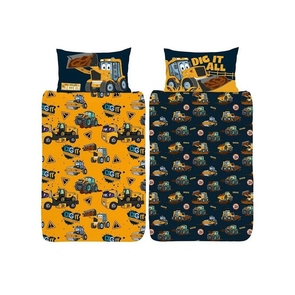 image 1 of JCB Dig It Duvet Cover Set - Yellow/Black - Junior Yellow | Single
