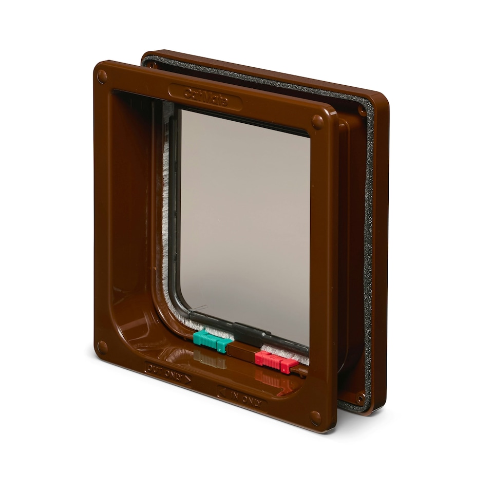 image 1 of Cat Mate 4-Way-Locking Cat Flap with Liner to 50mm (2 inches) – Brown (235B)