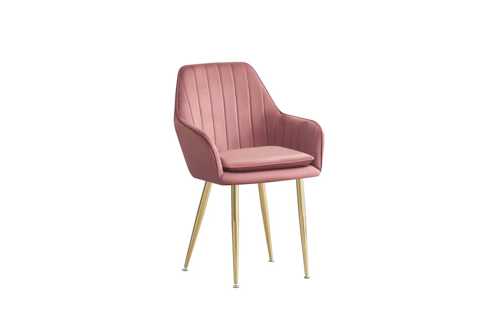 image 1 of MOF Set of 4 Dining chair Armchair with Armrest & Backrest Upholstered seat with Metal legs T05 | Pink