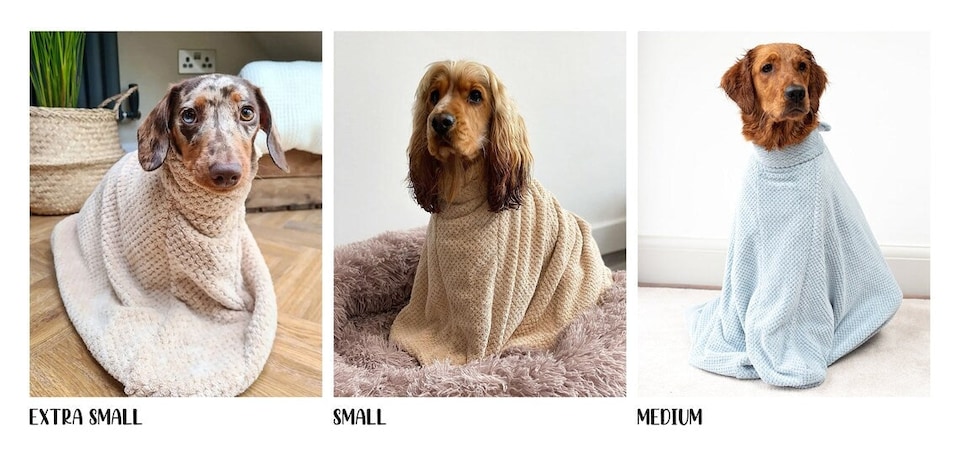 image 1 of Premium Microfibre Dog Drying Bag | Super Absorbent & Fast Drying Bathrobe Towel - Small / Sand