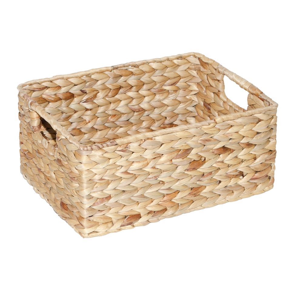 image 1 of Woven Water Hyacinth Organiser Storage Baskets Wicker Hamper Basket With handles Gift Basket Bathroom Toys (Medium)