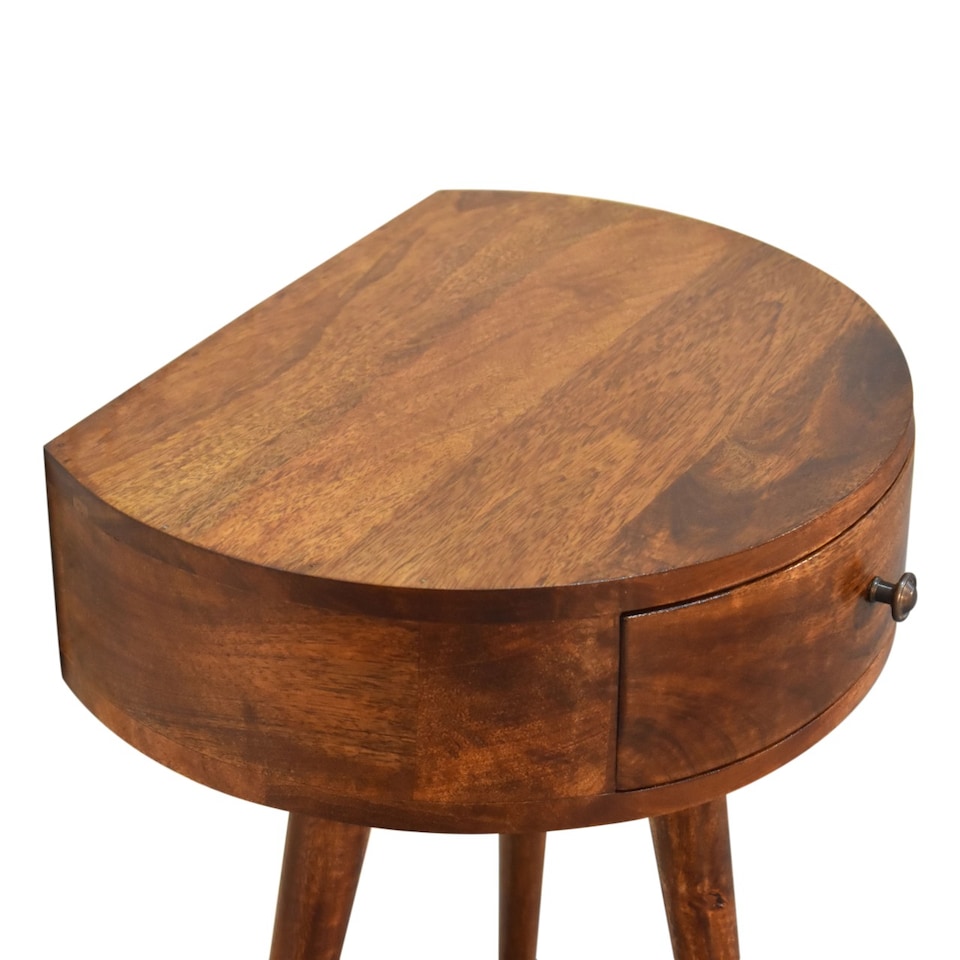 image 1 of Artisan Furniture Solid Wood Chestnut Semi Circle Bedside