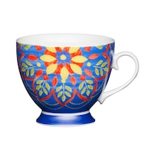 KitchenCraft China Moroccan Blue Footed Mug Multi