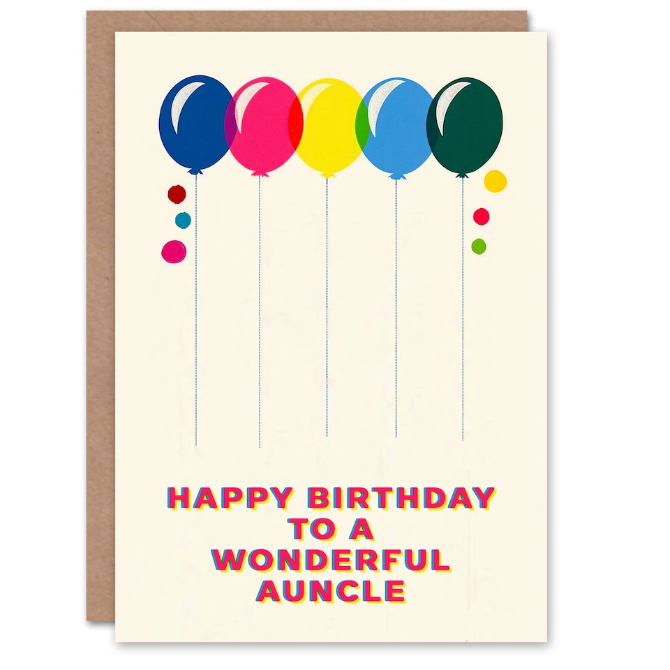 image 1 of Wonderful Auncle Colourful Balloons Rainbow Birthday Card