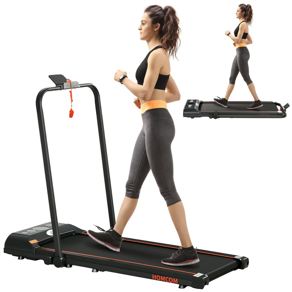 image 1 of HOMCOM Foldable Walking Treadmill w/ LED Display, Red