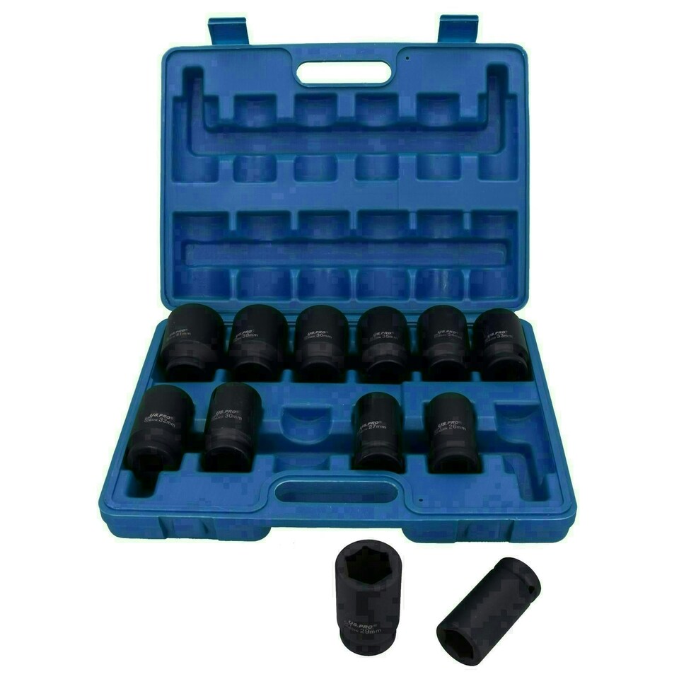 image 1 of 3/4" Drive Air Impact Wrench Gun 2000 Nm + 12 Sockets 24 - 41mm + Extensions
