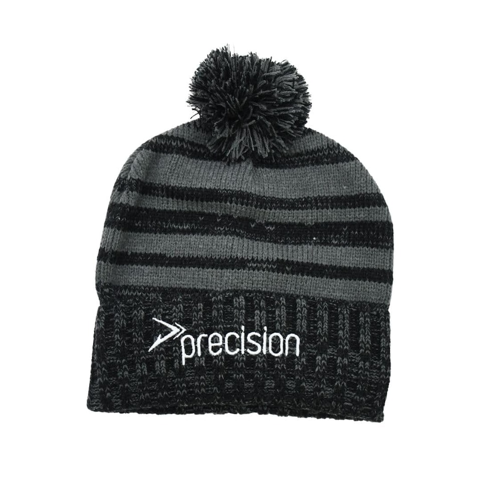 image 1 of Precision Pom Beanie Hat - Osfm - Black/Grey/Grey