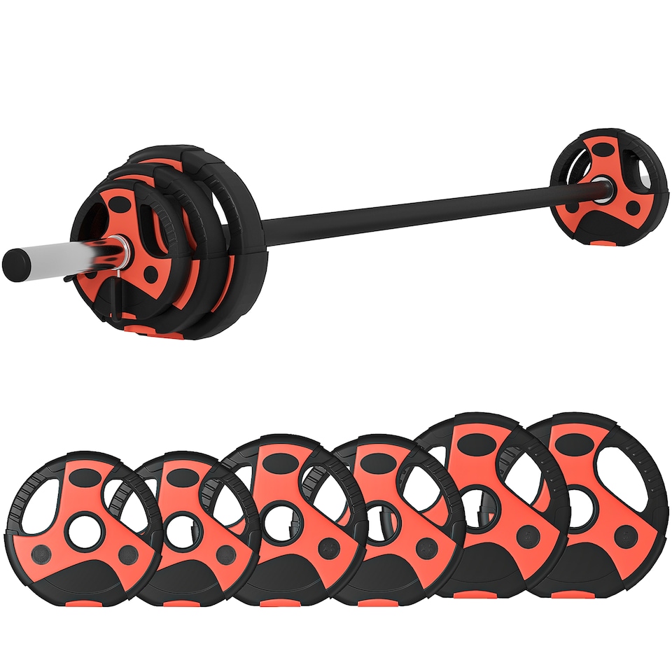 image 1 of SPORTNOW 20kg Adjustable Barbell Weights Set for Home Gym Strength Training Black