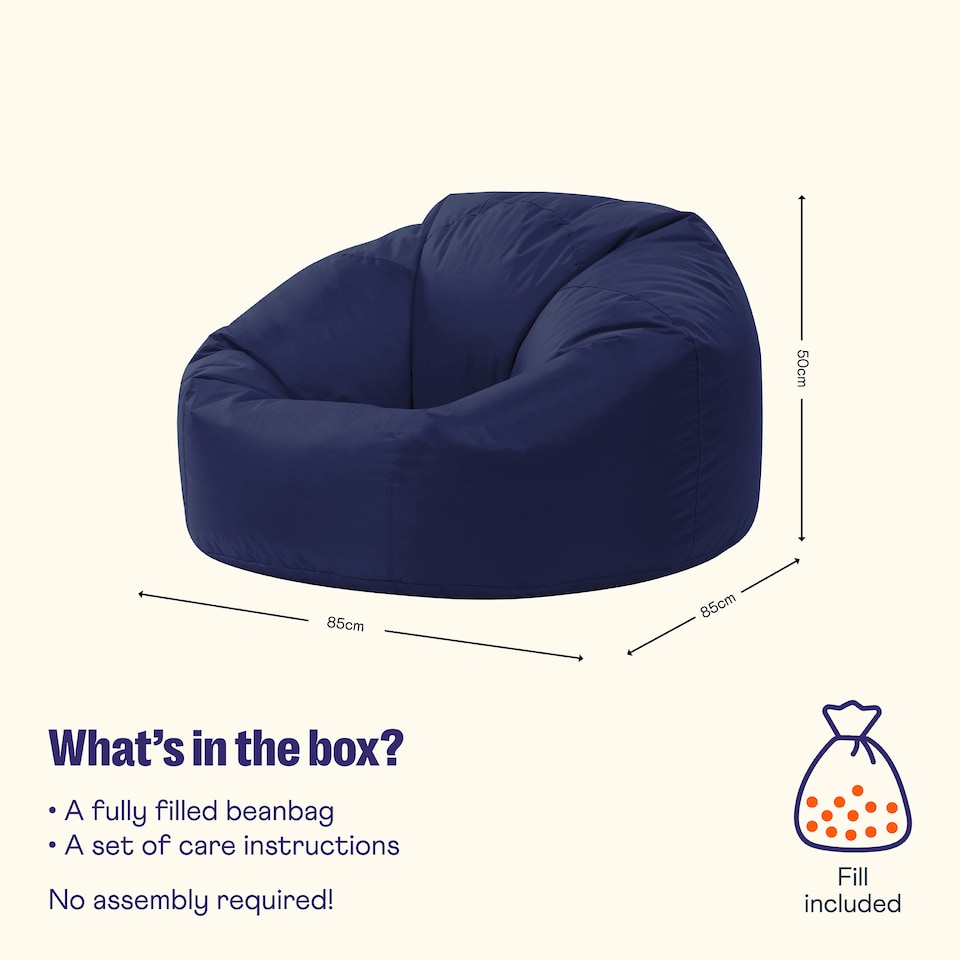 image 1 of Adult Classic Beanbag Outdoor Waterproof Bean bags Ready Filled - Navy Blue | Blue | Navy Blue | 1