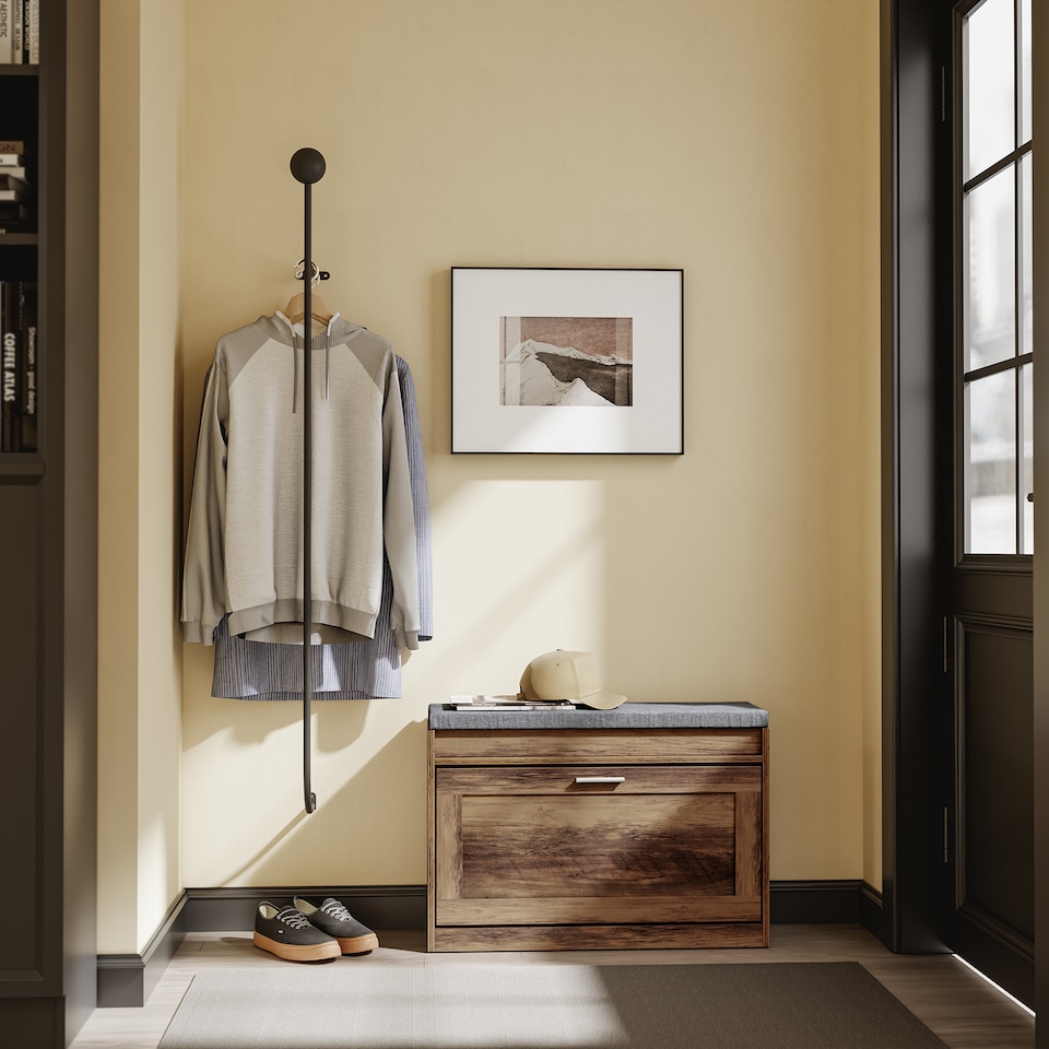 image 1 of SoBuy Brown Shoe Bench with Flip-Top Storage & Two Pull-Out Shelves, 29.5x9.4x20.8 in, 11.9 kg - FSR218-F