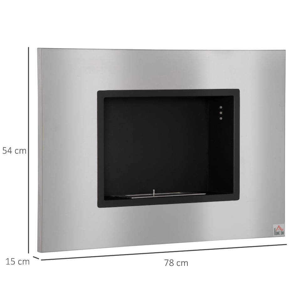 image 1 of HOMCOM Wall Mounting Bio Ethanol Fireplace Heater with 1.2L Tank, Silver