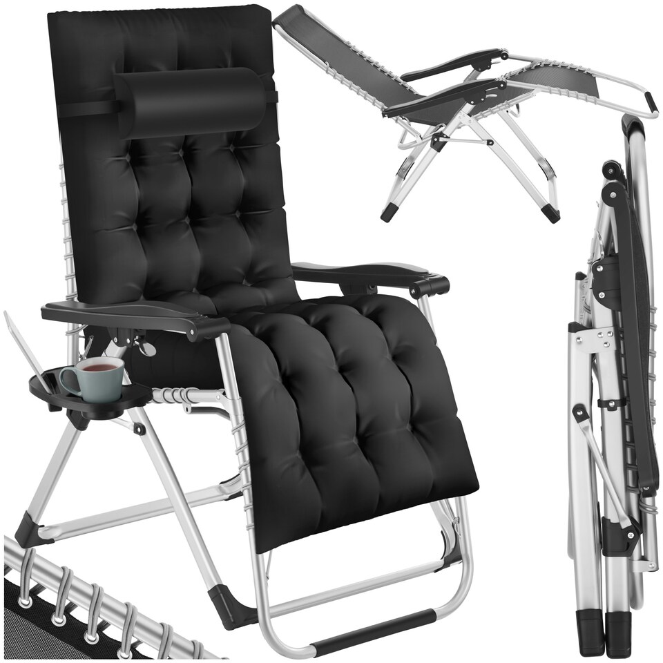 image 1 of Sun Lounger Cloud - folding, adjustable backrest and footrest - Per Piece Black