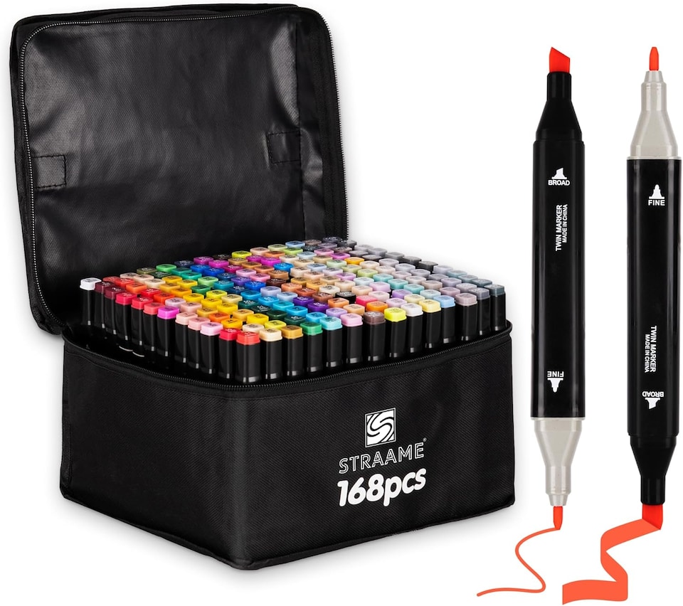 image 1 of Straame Alcohol Markers – Dual-Tip Colouring Pens, (Set of 168)