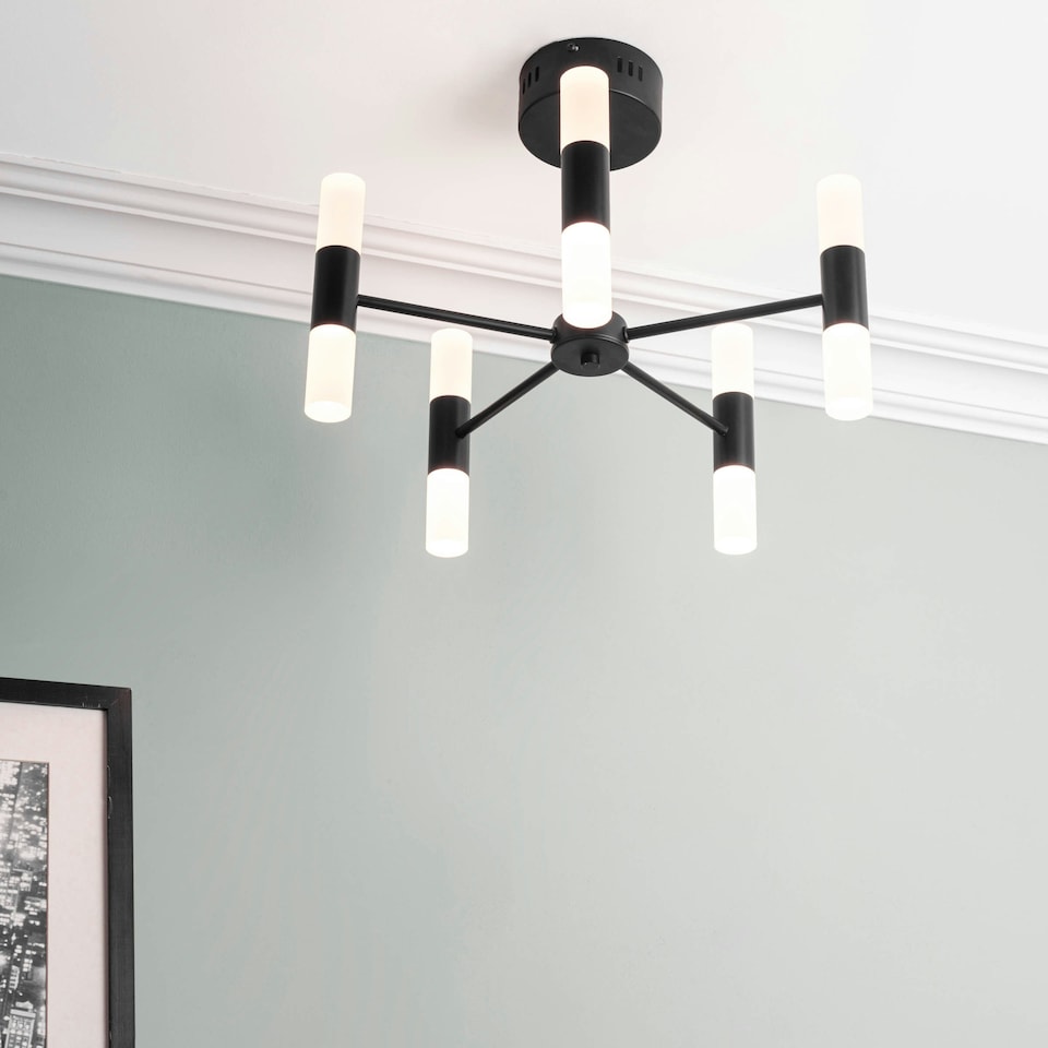 image 1 of BHS Lois 10 Light Flush Ceiling Light, Black