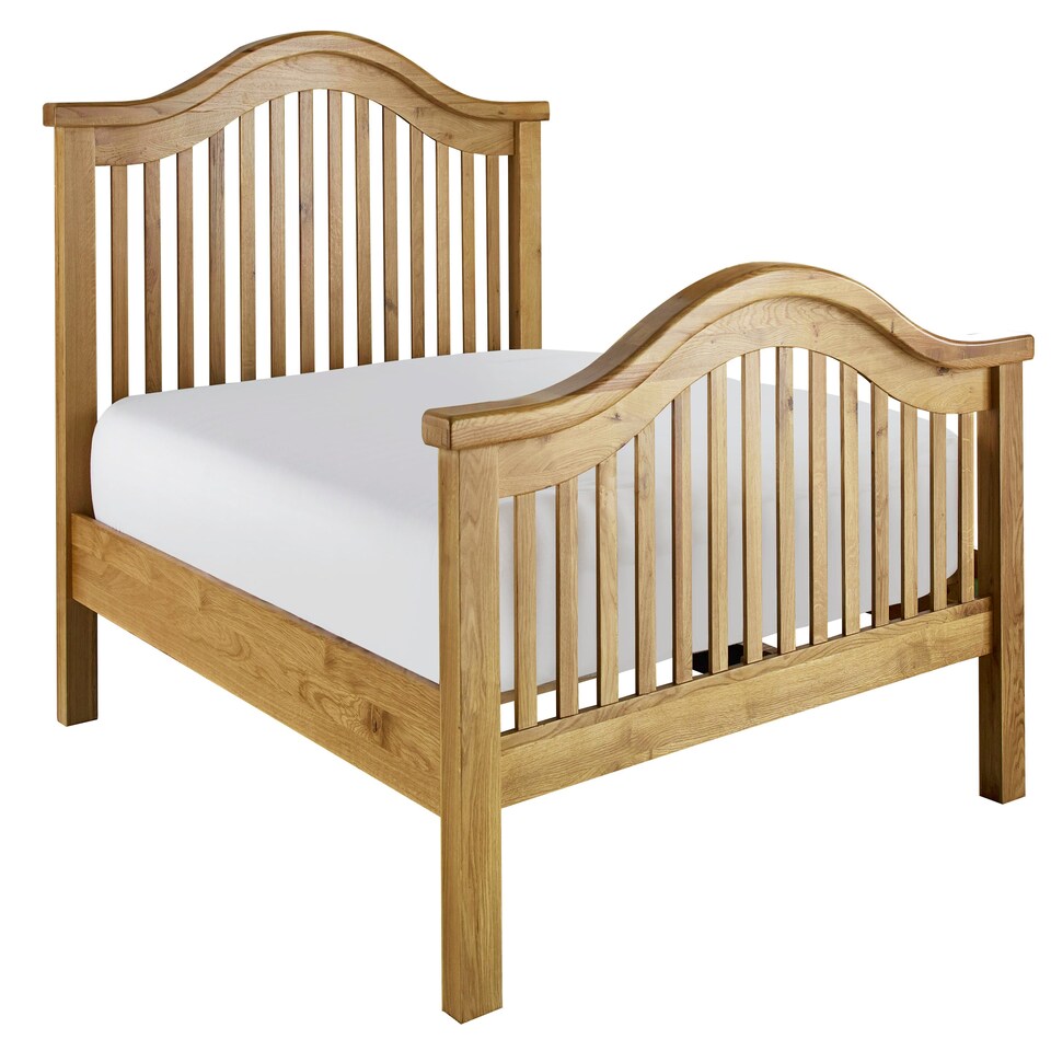 image 1 of 5ft King Size Real oak,Chunky, Curved, Solid,strong,wood bed frame.High foot end wooden bedstead