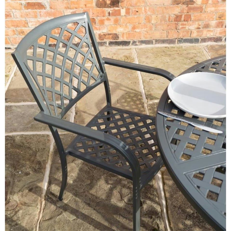 image 1 of 4 Seater Gunmetal Grey Powder-Coated Aluminium Garden Dining Set