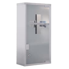 HOMCOM Wall Mounted Medicine Cabinet First Aid Box Glass Door Lockable 3 Shelves | Silver