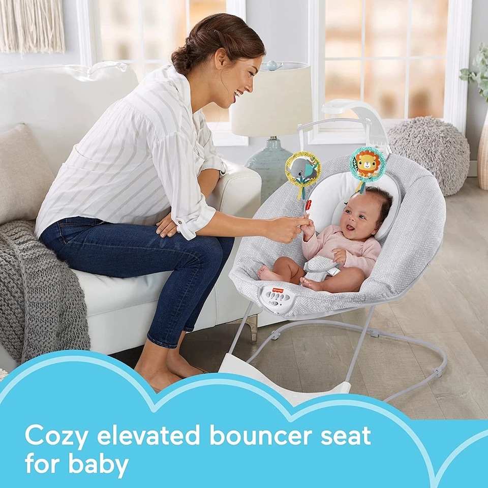 image 1 of Fisher Price See And Soothe Deluxe Bouncer Hearthstone Soothing Baby Seat