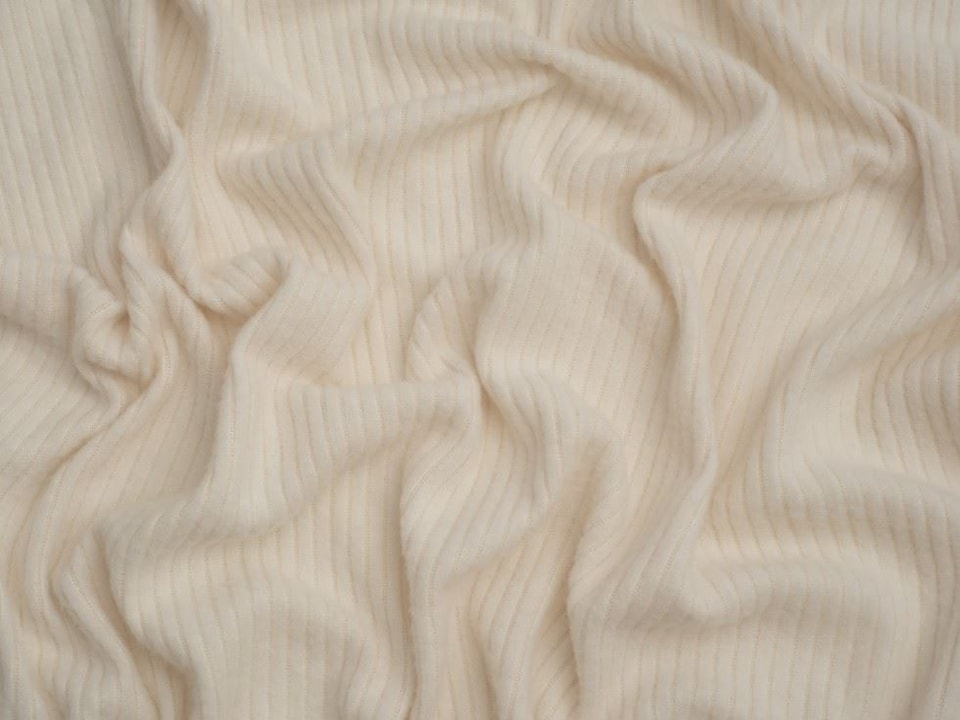 Minerva Core Range Cream Brushed Texture Rib Stretch Knit Fabric for Dressmaking, 160cm / 62" Wide - per metre