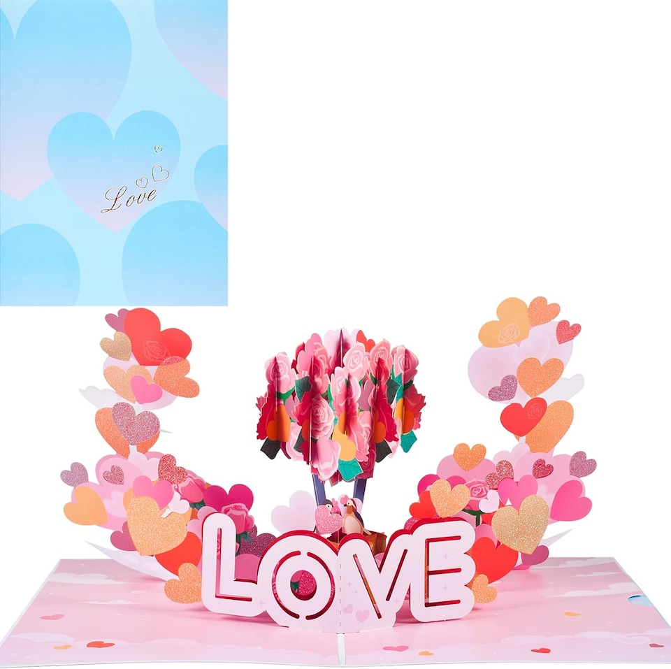 image 1 of Elegant Love Roses & Hearts 3D Pop Up Valentine's Day Card