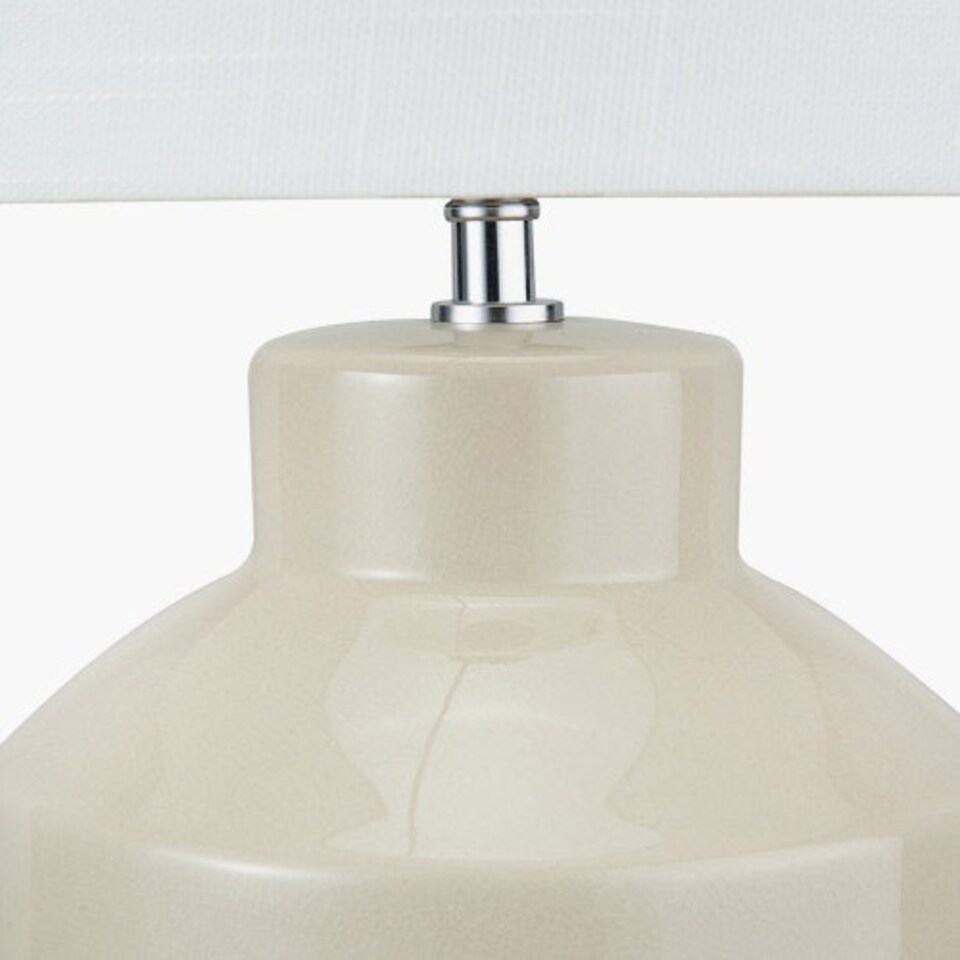 image 1 of Cream Crackle Effect Table Lamp