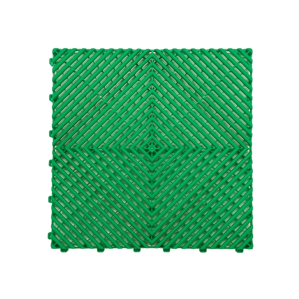 image 1 of Modular Interlocking Ribbed Garage Vented Floor Tiles - Green