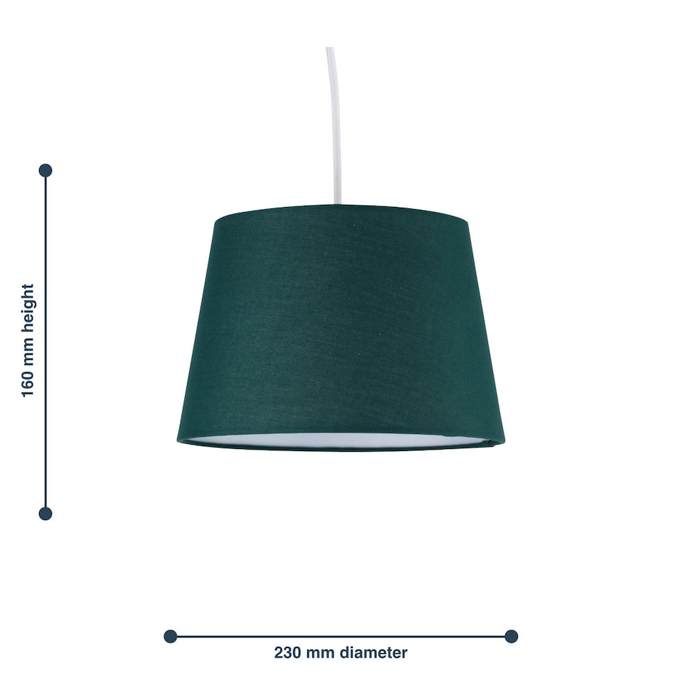 image 1 of Dark Green Cotton 23cm Tapered Cylinder Pendant or Lamp Shade | Green | Medium | 1
