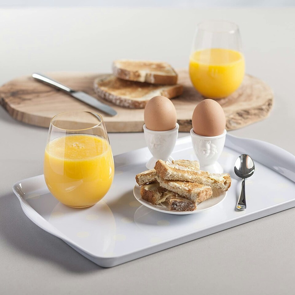 image 1 of Melamine Dotty Tray, Medium | Grey | French Grey